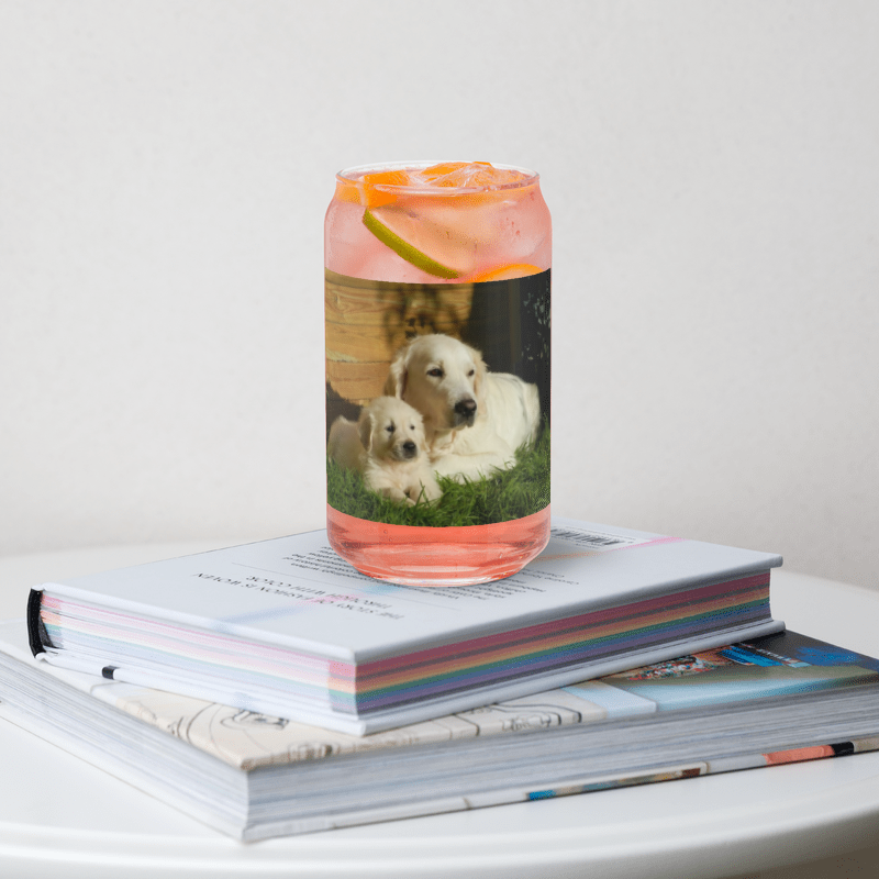 Customizable Can-Shaped Glass with Lid and Straw