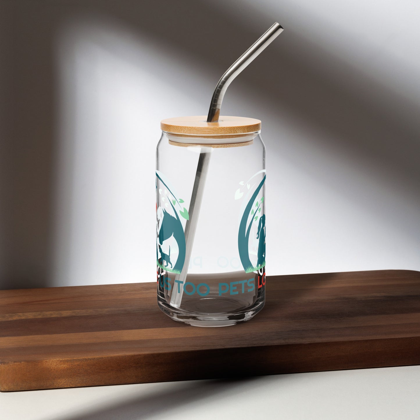 Pets Love Us Too® Can-Shaped Glass with Lid and Straw