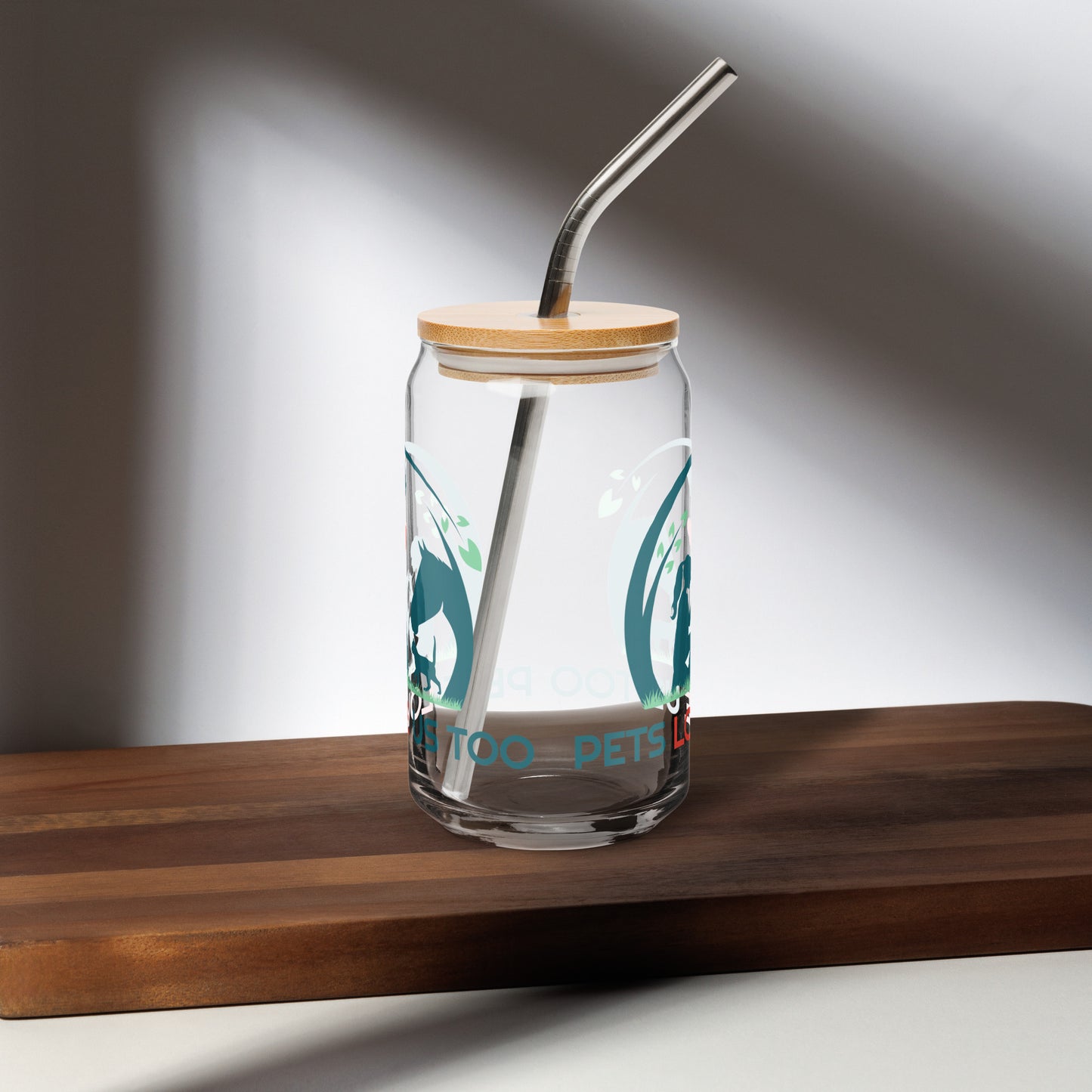 Pets Love Us Too® Can-Shaped Glass with Lid and Straw