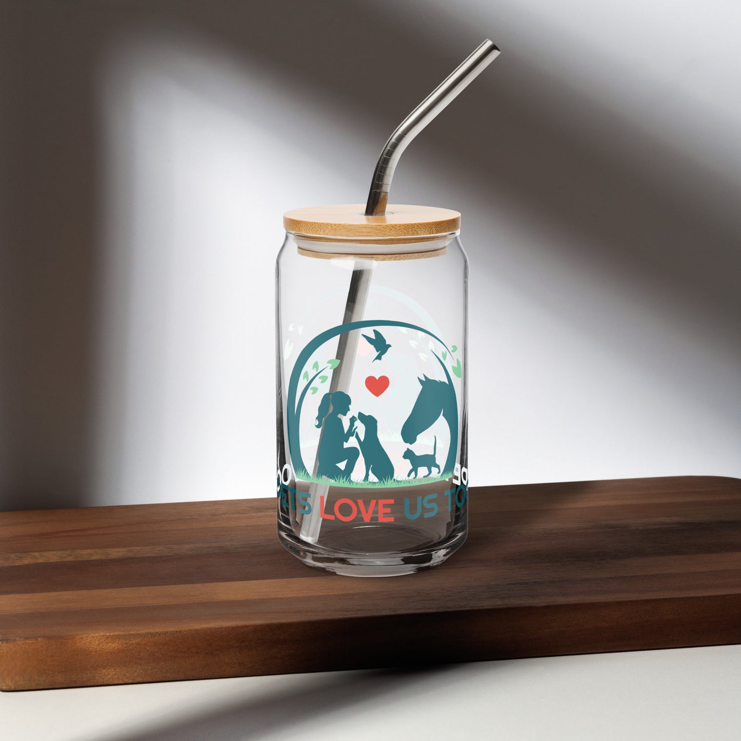Pets Love Us Too® Can-Shaped Glass with Lid and Straw