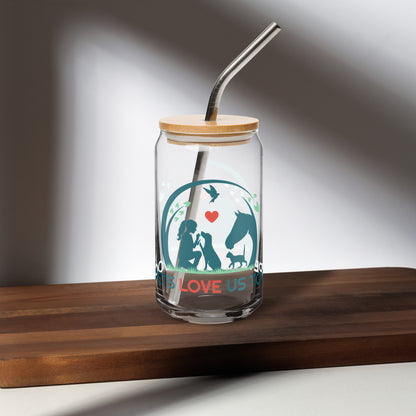 Pets Love Us Too Can-Shaped Glass with Lid and Straw *Member cost $19.20*